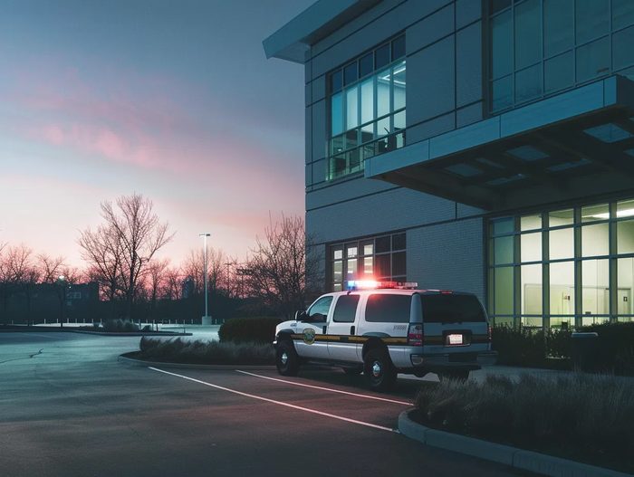 Patrol vehicle at dusk